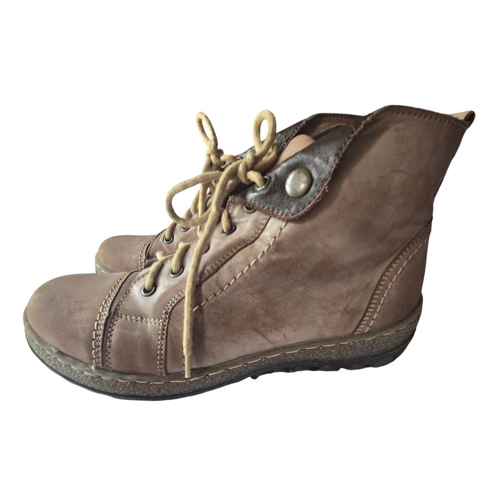 V Italia 38 EU 7-7 1/2 US Kiki Distressed Utility Leather Ankle Lace Boot Brown